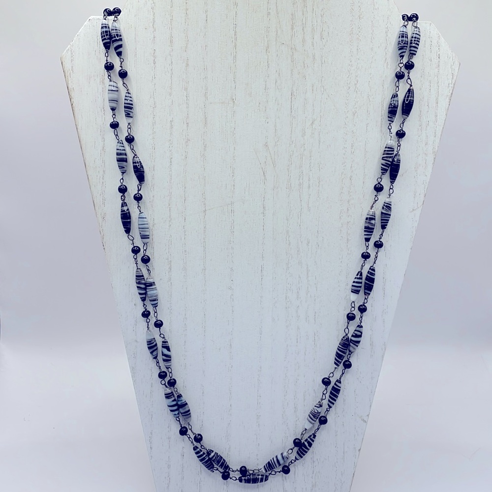 Antique 1920’s Zebra Venetian Glass Necklace